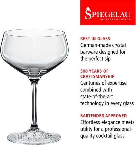 Vista 2 de Spiegelau Perfect Coupette - Vasos de cóctel transparentes, cristalería elegante para regalos de boda, aniversario, inauguración de la casa, bar