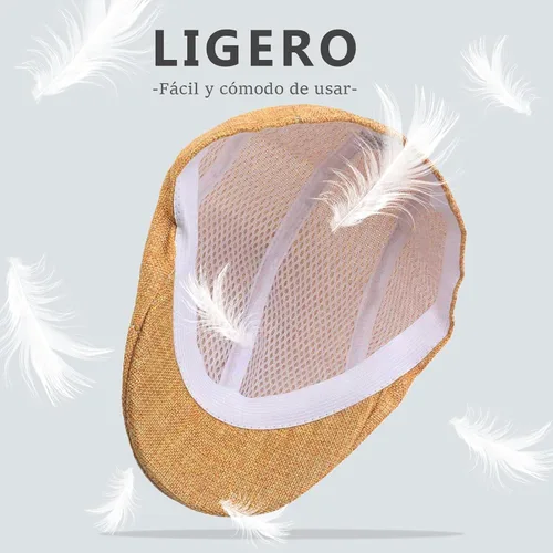 Vista 4 de meioro Gorra plana de verano para hombre, tejido de paja de lino, de algodón, transpirable, Gatsby Irish Cabbie Ivy Cap Caqui