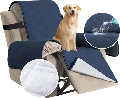Vista 14 de H.VERSAILTEX - Funda protectora para sillón reclinable 100% impermeable, acolchada, con correa elástica y parte posterior con huellitas de silicón