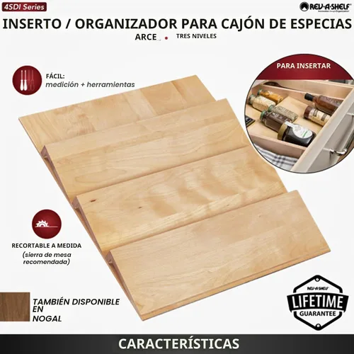 Vista 3 de Accesorio especiero de madera para cajón, de la marca Rev-A-Shelf, Madera, Natural, S