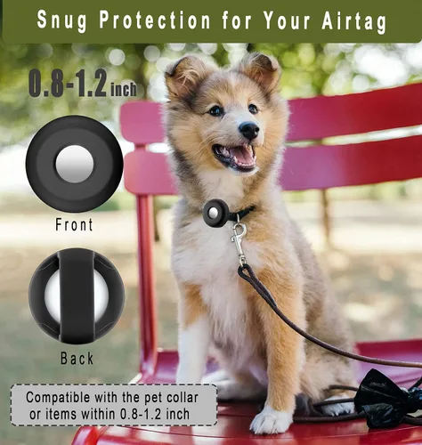 Vista 2 de Cibaabo - Soporte de AirTag para collar de mascota, con funda de silicona, para collar de mascota de 0.8 a 1.2 pulgadas
