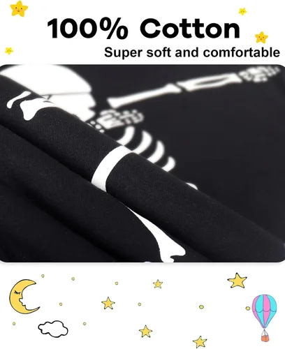 Vista 6 de DAUGHTER QUEEN Pijama para niños de 4 piezas, conjunto corto 100% algodón, talla 18 meses - 12 años