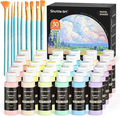 Vista 13 de Conjunto de pintura acrílica de cambio de color Shuttle Art, 16 colores camaleón en botellas (60ml/2oz), pintura acrílica no tóxica para artistas