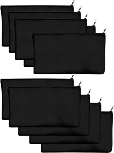 Vista 14 de Bolsa de lona en blanco con cremallera, bolsas de maquillaje a granel, bolsa multiusos de lona para lápices con cremallera resistente, bolsa