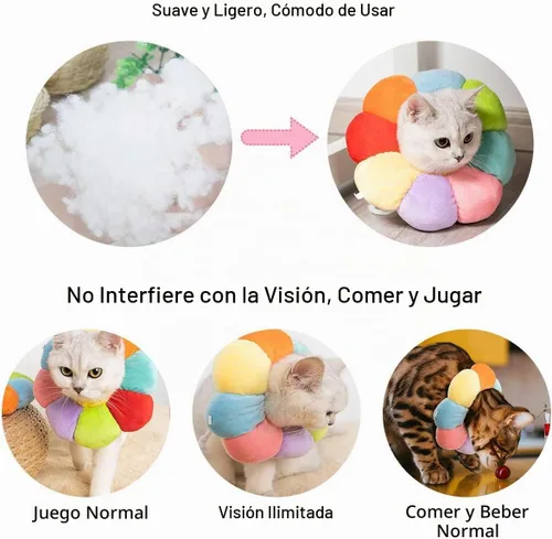 Vista 5 de Collar de Recuperación para Gatos y Perros Pequeños, Lindo Cono de Cuello Después de Cirugía, Collar E Ajustable para Mascotas, Cono Protector