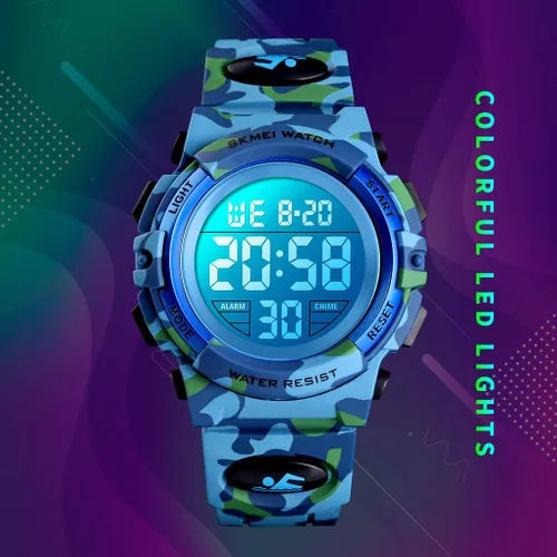 Vista 6 de FIZILI Reloj digital deportivo impermeable para niños, reloj despertador de 1224 H, cronómetro, calendario de 3 a 15 años, reloj de pulsera