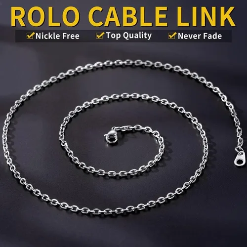 Vista 3 de ChainsHouse - Collar cubano para hombre y mujer, 3mm5mm7mm9mm12mm de ancho, acero inoxidablemetal negrochapado en oro de 18 quilates, 18-30 pulgadas