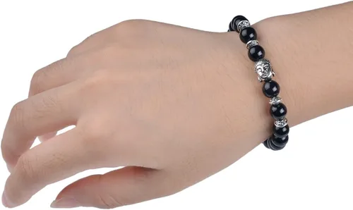 Vista 4 de Joya brazalete con gemas redondas de 8 mm, brazalete para los chacras, regalo de cumpleaños