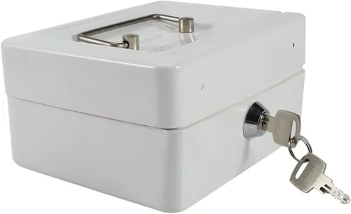 Vista 5 de Omabeta Mini caja para el hogar, 1 unidad, portátil, de acero, con cerradura para dinero en efectivo, tipo cerradura de llave, caja de seguridad