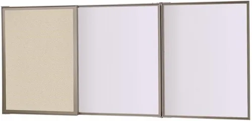 Vista 3 de Ghent VisuALL PC, tablón de anuncios de tela beige para exteriores con pizarra blanca de acrílico en el interior, fabricado en los Estados Unidos