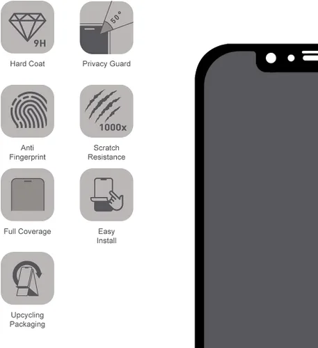 Vista 4 de ARMOR Protector de pantalla de vidrio flexible 2.5D de cobertura completa para iPhone 11Pro / XS/X, protector de privacidad con 9H