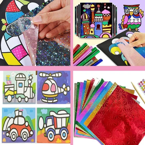 Vista 5 de JKanruh 48 kits de arte, kits de arte de arena de 12 colores con 24 hojas de cartas de pintura de arena, 12 hojas de pintura mágica para artes