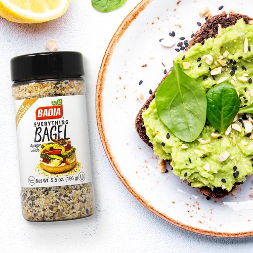 Vista 5 de Badia Everything Bagel - mezcla de condimentos, 5.5 onzas (156 g) - semillas de sésamo, semillas de amapola, ajo, cebolla y sal