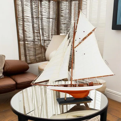 Vista 6 de NAUTIMALL 25 "Velero de madera modelo clásico Columbia America's Cup Ship Nautical Yate Sailboat Decor