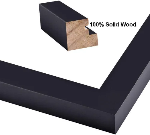 Vista 7 de 41x30 Black Picture Frames - Ready to Hang Solid Pine Wood Poster Frame - Photo Frame Polished Glass Front Clear Plexiglass Display Photograph