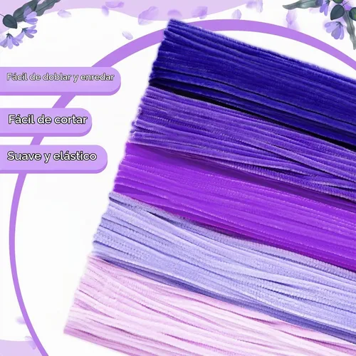Vista 7 de Peryiter 371 Pcs Pipe Cleaners Set, Floral Supplies, Purple Morado