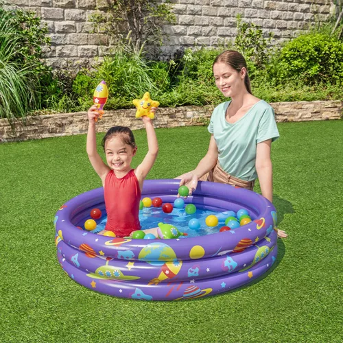 Vista 4 de Bestway Piscina Hinchable Infantil 3 Aros con Bolas 102x25 cm +2 Años Interior y Jardin 52466