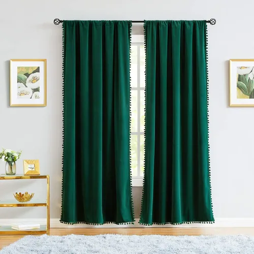Vista 15 de Treatmentex Cortinas de terciopelo negro para dormitorio, 63 pulgadas, tacto de algodón de lujo, suaves, oscurecimiento de la habitación, 80%