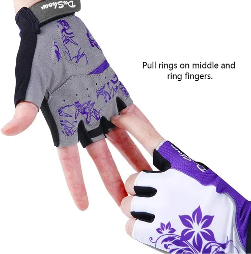 Vista 2 de DuShow Guantes de ciclismo para mujer, guantes de ciclismo acolchados de gel de medio dedo para mujer, ciclismo de montaña, carretera, ciclismo