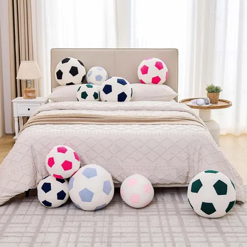 Vista 7 de Uvvyui Almohada de fútbol de fútbol, redonda, estética, decoración del hogar, almohada decorativa suave para fútbol, pelota deportiva, almohadas