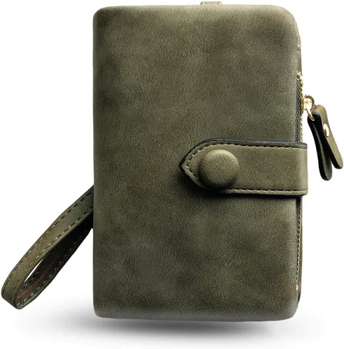 Vista 4 de AOXONEL Women's Small Bifold Leather wallet Rfid blocking Ladies Wristlet with Card holder id window Coin Purse