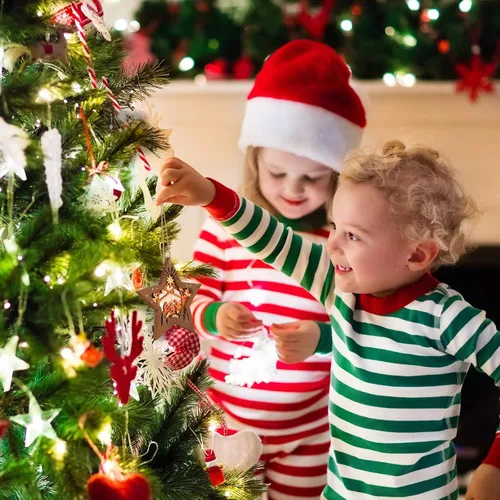 Vista 4 de Creawoo Adornos de belén, adorno colgante de madera de Navidad en forma de estrella, recuerdo de belén para árbol de Navidad, decoración