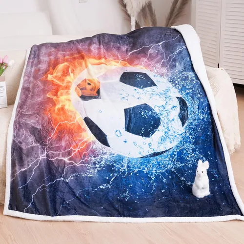 Vista 8 de Manta de fútbol, manta de fútbol, manta de franela suave, manta de fútbol adorable para niños, manta de cama súper suave de franela para sofá