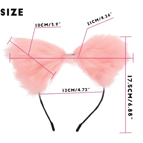 Vista 2 de Jerany Diademas de felpa con orejas de gato, lindas diademas de gato, para fiesta de cosplay, orejas sexys, aro de pelo sintético para mujeres