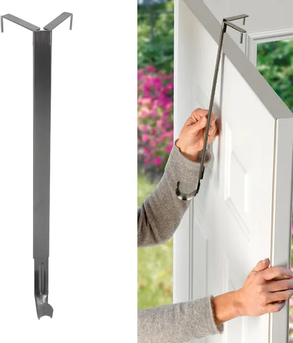 Vista 10 de Haute Decor Adapt - Colgador de corona ajustable, con ajuste de parte superior y longitud - Latón antiguo - Soporte para corona sobre la puerta que