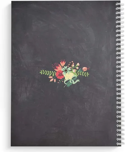 Vista 2 de Cuaderno personalizado de corona floral de tapa dura, acabado mate satinado, 120 páginas del papel seleccionado, coloque espiral plana de alambre.
