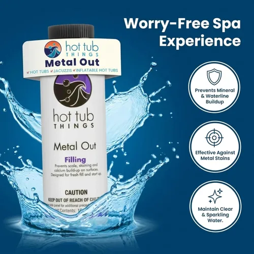 Vista 2 de Hot Tub Things Control de metal, manchas y incrustaciones, elimina los iones de hierro y cobre y calcio del agua del spa y la bañera de hidromasaje