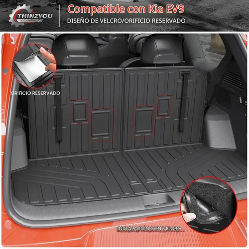 Vista 3 de alfombra de carga para maletero, protector de cubierta de asiento trasero de elastómero termoplástico (alfombra de maletero con alfombra de respaldo)
