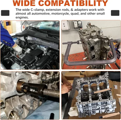 Vista 7 de Tanstic Compresor de resorte de válvula de 12 piezas con válvula Lapper, kit de herramientas de compresión automática con abrazadera en C