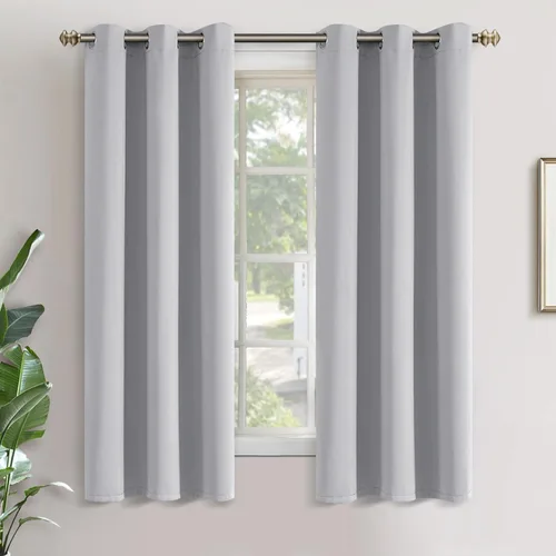 Vista 53 de YoungsTex - Cortinas blackout cortas, aislamiento térmico, ojales, oscurecen la habitación, privacidad, para cámper, sótano, cocina y baño, 2 Gris