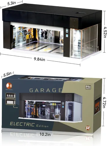Vista 7 de Vitrina fundida a presión a escala 1/64 para almacenamiento de ruedas calientes, garaje eléctrico con luces LED, control de voz apilable