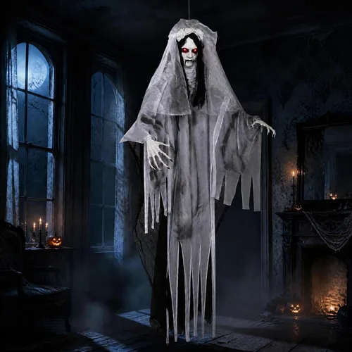 Vista 2 de Tangkula Decoración animada de Halloween de novia fantasma de 6 pies