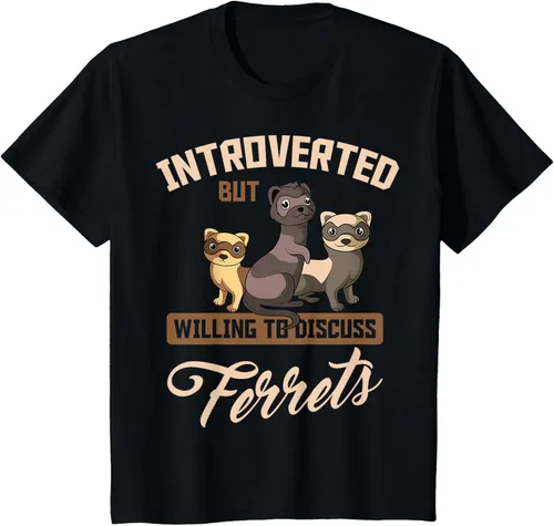 Vista 79 de Camiseta para amantes de los animales de los hurones, Negro, S