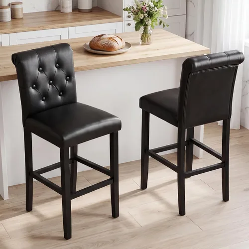 Vista 6 de LSSBOUGHT Taburetes de bar de 30 '' con botón trasero para isla de cocina