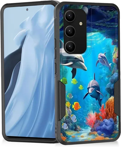 Vista 46 de Funda para Galaxy A14 5G, resistente de doble capa híbrida de policarbonato duro, goma suave, a prueba de golpes, funda protectora resistente