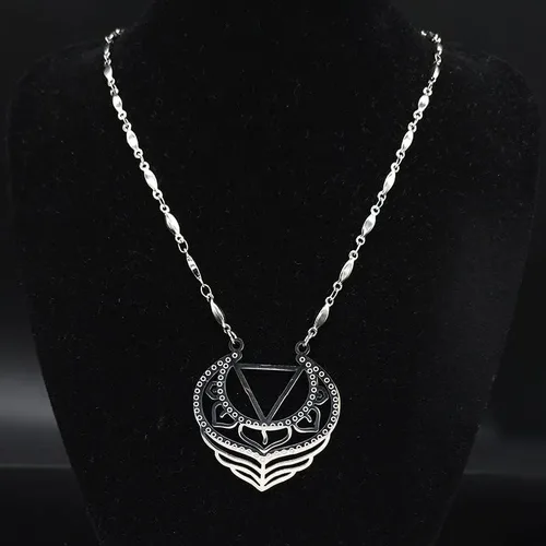 Vista 6 de 2024 New Stainless Steel Flower Necklace Women Feather Silver Color Necklaces Pendants Jewerly Bisuteria