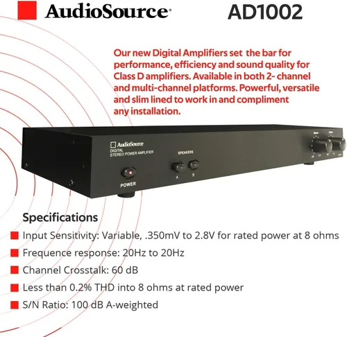 Vista 3 de Amplificador Digital AudioSource, Amplificador de Potencia de 2 Canales Estéreo D AD1002 para Sistemas de Sonido Doméstico