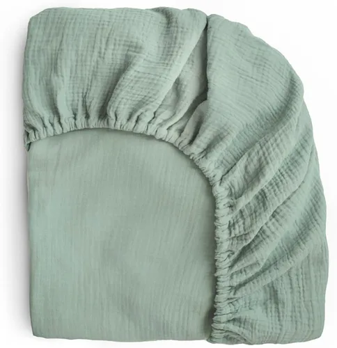 Vista 25 de mushie Sábana bajera ajustable de muselina extra suave para cuna, 192 hilos, 28 x 52 pulgadas (azul bebé)