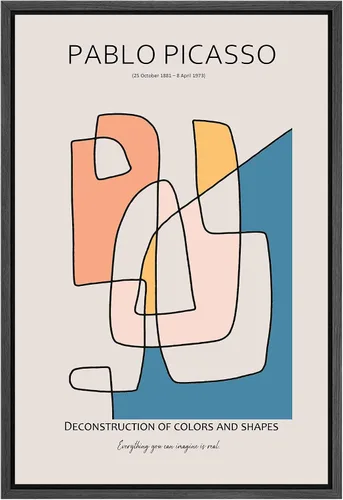 Vista 10 de SIGNLEADER Lienzo enmarcado para pared, paisaje pastel abstracto negro, naturaleza, ilustraciones de área silvestre, arte moderno, decorativo