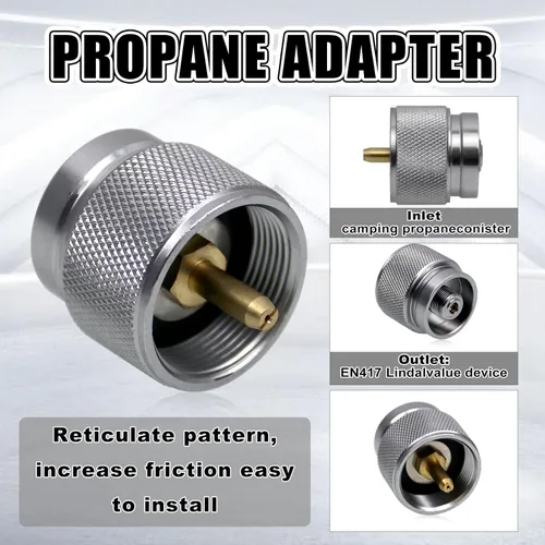 Vista 3 de Kit de Adaptador de Recarga de Gas RULLINE para Estufas de Camping - Juego de Adaptador de Recarga de Botella de Válvula EN417 Lindal para Tanques