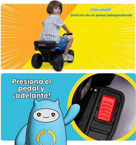 Vista 6 de Kidzone ATV Quad de 6 V para niños pequeños de 18 a 36 meses, color azul