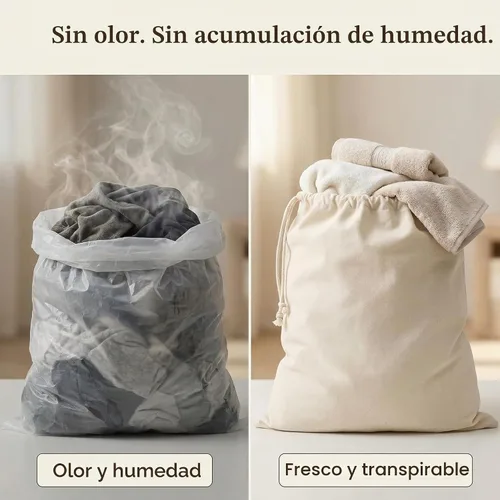 Vista 3 de Urban Villa Bolsa de lavandería 1 paquete de bolsa de lavandería extra grande de lona resistente, bolsas de lavandería de algodón natural, multiuso