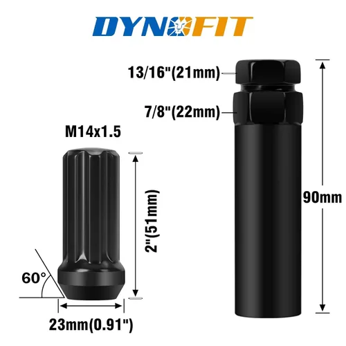 Vista 2 de dynofit tuercas de llanta M14 x 1.5