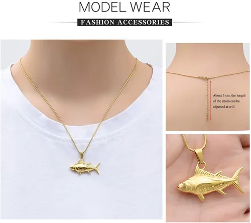 Vista 5 de Imrsanl Joyería de cremación para cenizas, collar de urnas de pescado para hombres y mujeres, joyería conmemorativa, gancho de pescado, cenizas