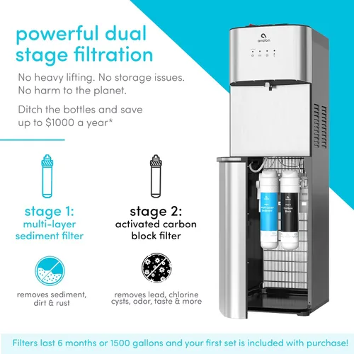 Vista 5 de Avalon dispensador de agua refrigerada, agua sin botella, de limpiado automático y grado comercial. 3 configuraciones de temperatura. Agua caliente