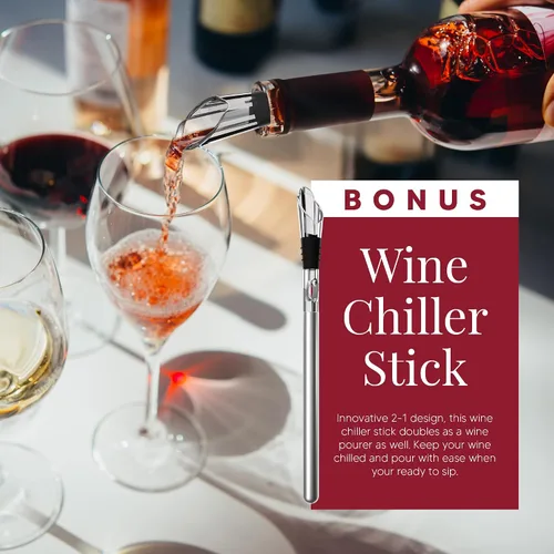 Vista 5 de Cubo Enfriador de Vino de Mármol Homeries - Enfriador de Vino y Champán para Fiestas, Cena – Mantén el Vino y las Bebidas Frías, Enfriadores de Vino